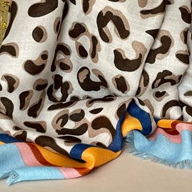 Leopard Print Multi Border Scarf in Yellow Leopard Print Multi Border Scarf in Yellow