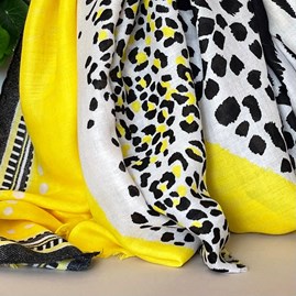 Tiger & Leopards Scarf in Yellow