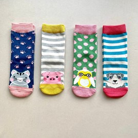 Girls Set of 4 Bamboo Animal Socks 7-9 years Girls Set of 4 Bamboo Animal Socks 7-9 years
