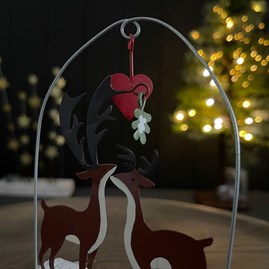 Deers Under Love Heart Christmas Decoration Deers Under Love Heart Christmas Decoration