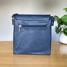 Cross Body Press Stud Bag in Navy Blue Cross Body Press Stud Bag in Navy Blue