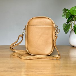 Cross Body Double Zip Bag in Camel Cross Body Double Zip Bag in Camel