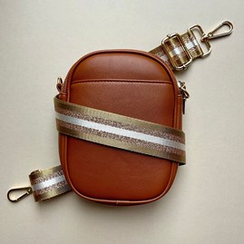 Cross Body Double Zip Bag in Brown Cross Body Double Zip Bag in Brown