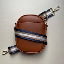 Cross Body Double Zip Bag in Brown