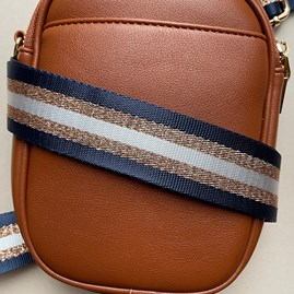 Cross Body Double Zip Bag in Brown