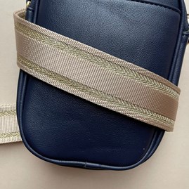 Cross Body Double Zip Bag in Navy Blue