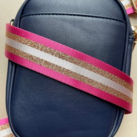 Cross Body Double Zip Bag in Navy Blue Cross Body Double Zip Bag in Navy Blue