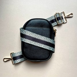 Cross Body Double Zip Bag in Black