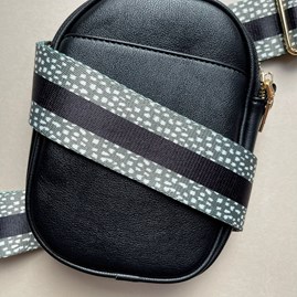 Cross Body Double Zip Bag in Black