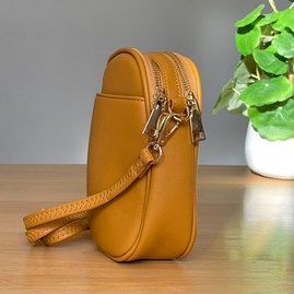 Cross Body Double Zip Bag in Yellow