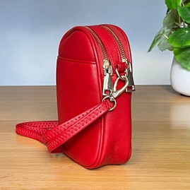 Cross Body Double Zip Bag in Red Cross Body Double Zip Bag in Red