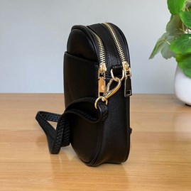 Cross Body Double Zip Bag in Black Cross Body Double Zip Bag in Black