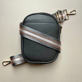Cross Body Double Zip Bag in Dark Grey Cross Body Double Zip Bag in Dark Grey