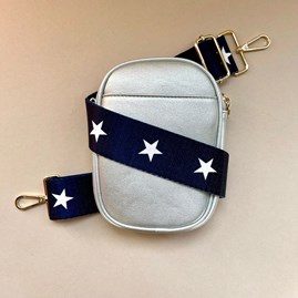Cross Body Double Zip Bag in Silver Grey Cross Body Double Zip Bag in Silver Grey