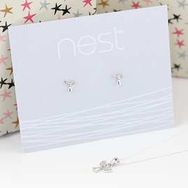 Personalised Children's Angel Necklace And Earrings Set Personalised Children's Angel Necklace And Earrings Set