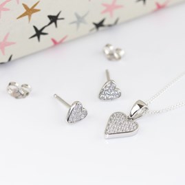 Personalised Children's Heart Necklace And Earrings Set Personalised Children's Heart Necklace And Earrings Set