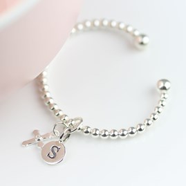 Personalised Infant's Silver Christening Bead Bangle Personalised Infant's Silver Christening Bead Bangle