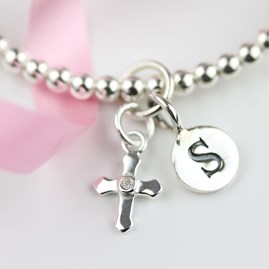 Personalised Infant's Silver Christening Bead Bangle Personalised Infant's Silver Christening Bead Bangle