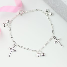 Children's Christening Cross And Heart Bracelet Children's Christening Cross And Heart Bracelet