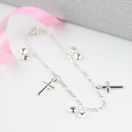 Children's Christening Cross And Heart Bracelet Children's Christening Cross And Heart Bracelet