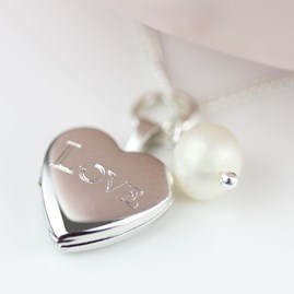 Personalised Child's Love Locket With Freshwater Pearl Personalised Child's Love Locket With Freshwater Pearl