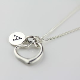 Personalised Solid Silver Open Heart Necklace Personalised Solid Silver Open Heart Necklace