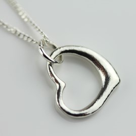 Solid Silver Open Heart Necklace Solid Silver Open Heart Necklace
