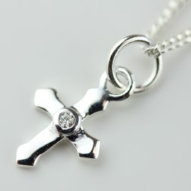 Silver Christening Cross Necklace Silver Christening Cross Necklace