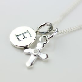 Personalised Silver Christening Cross Necklace Personalised Silver Christening Cross Necklace