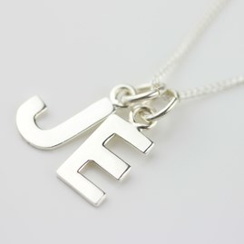 Silver Letter Charm Initial Necklace Silver Letter Charm Initial Necklace
