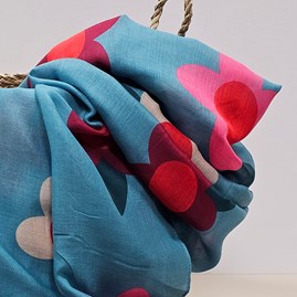 Large Flowers Scarf in Duck Egg Blue