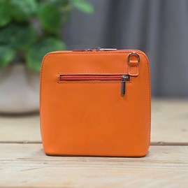 Leather Cross Body Handbag in Bright Orange