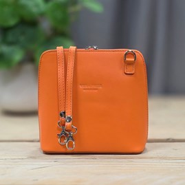 Leather Cross Body Handbag in Bright Orange