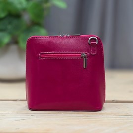 Leather Cross Body Handbag in Fuchsia Pink