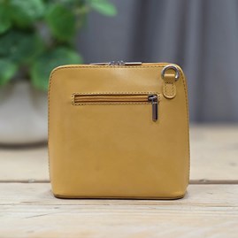 Leather Cross Body Handbag in Mustard Yellow Leather Cross Body Handbag in Mustard Yellow