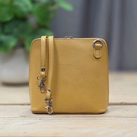 Leather Cross Body Handbag in Mustard Yellow Leather Cross Body Handbag in Mustard Yellow