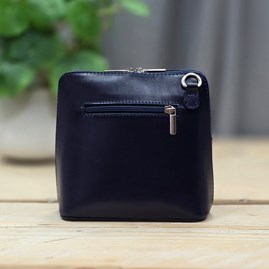 Leather Cross Body Handbag in Navy Blue
