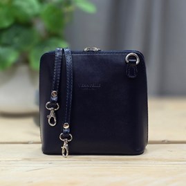 Leather Cross Body Handbag in Navy Blue
