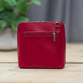 Leather Cross Body Handbag in Red