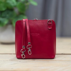 Leather Cross Body Handbag in Red