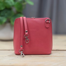 Leather Cross Body Handbag in Salmon Pink Leather Cross Body Handbag in Salmon Pink