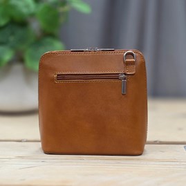 Leather Cross Body Handbag in Tan