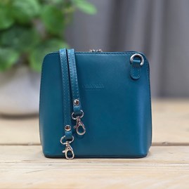 Leather Cross Body Handbag in Teal Leather Cross Body Handbag in Teal