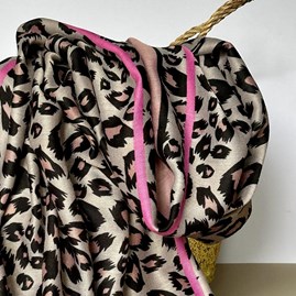 Leopard Print Scarf with Double Pink Border Leopard Print Scarf with Double Pink Border