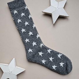 Long Welly Boot Socks with Stars in Dark Grey Long Welly Boot Socks with Stars in Dark Grey