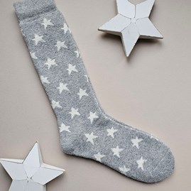 Long Welly Boot Socks with Stars in Light Grey Long Welly Boot Socks with Stars in Light Grey