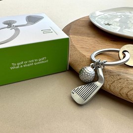 Matt Silver Golf Club & Ball Keyring Matt Silver Golf Club & Ball Keyring