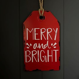 'Merry & Bright' Metal Hanging Tag