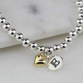 Personalised Children's Bracelet With Gold Plated Heart Personalised Children's Bracelet With Gold Plated Heart
