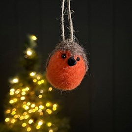 Mixed Felted Wool Robin Hanging Christmas Decoration Mixed Felted Wool Robin Hanging Christmas Decoration